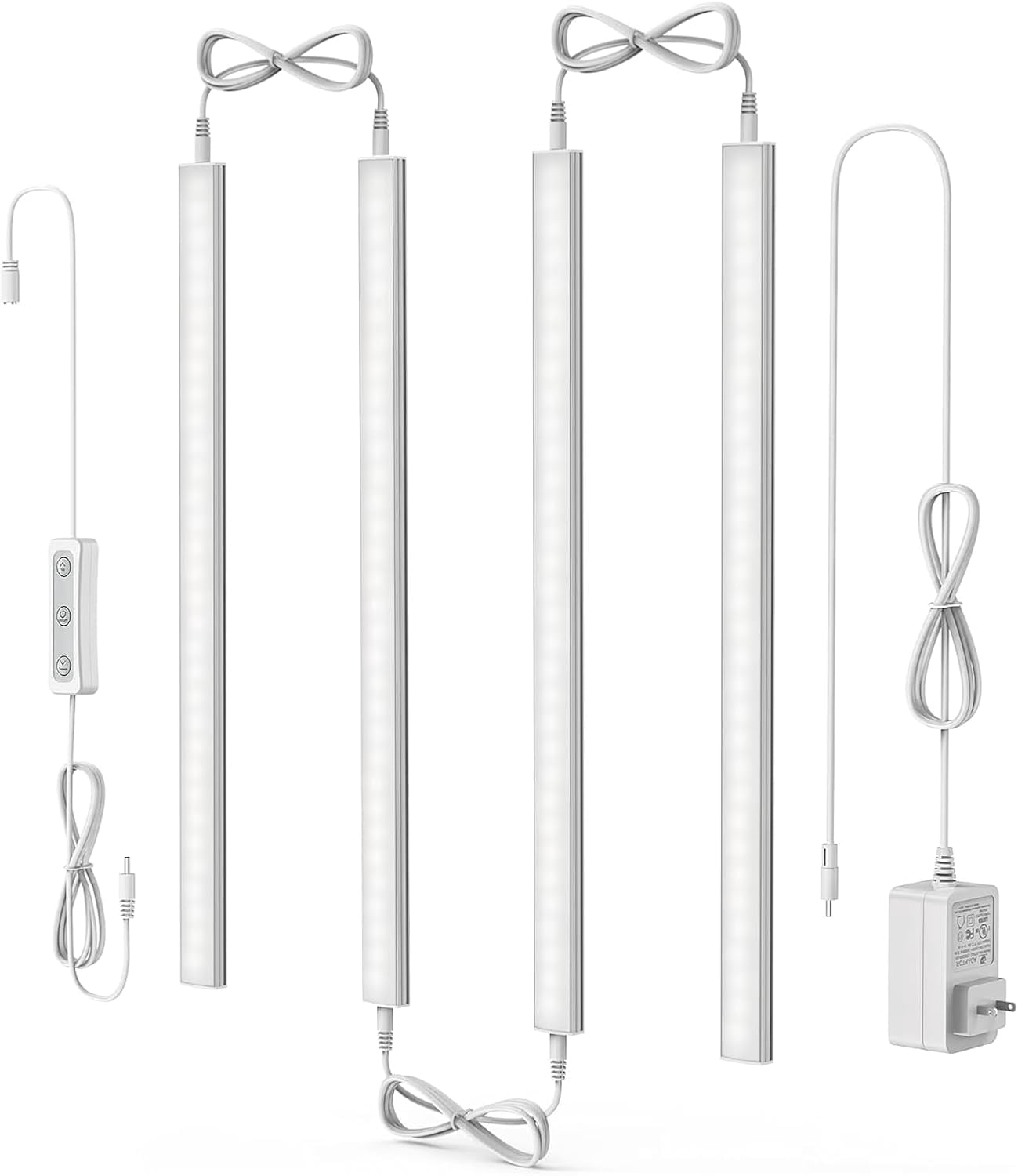 Wellsay Under Cabinet Led Light Plug in, Dimmable Cold White 5000K, 4 ...