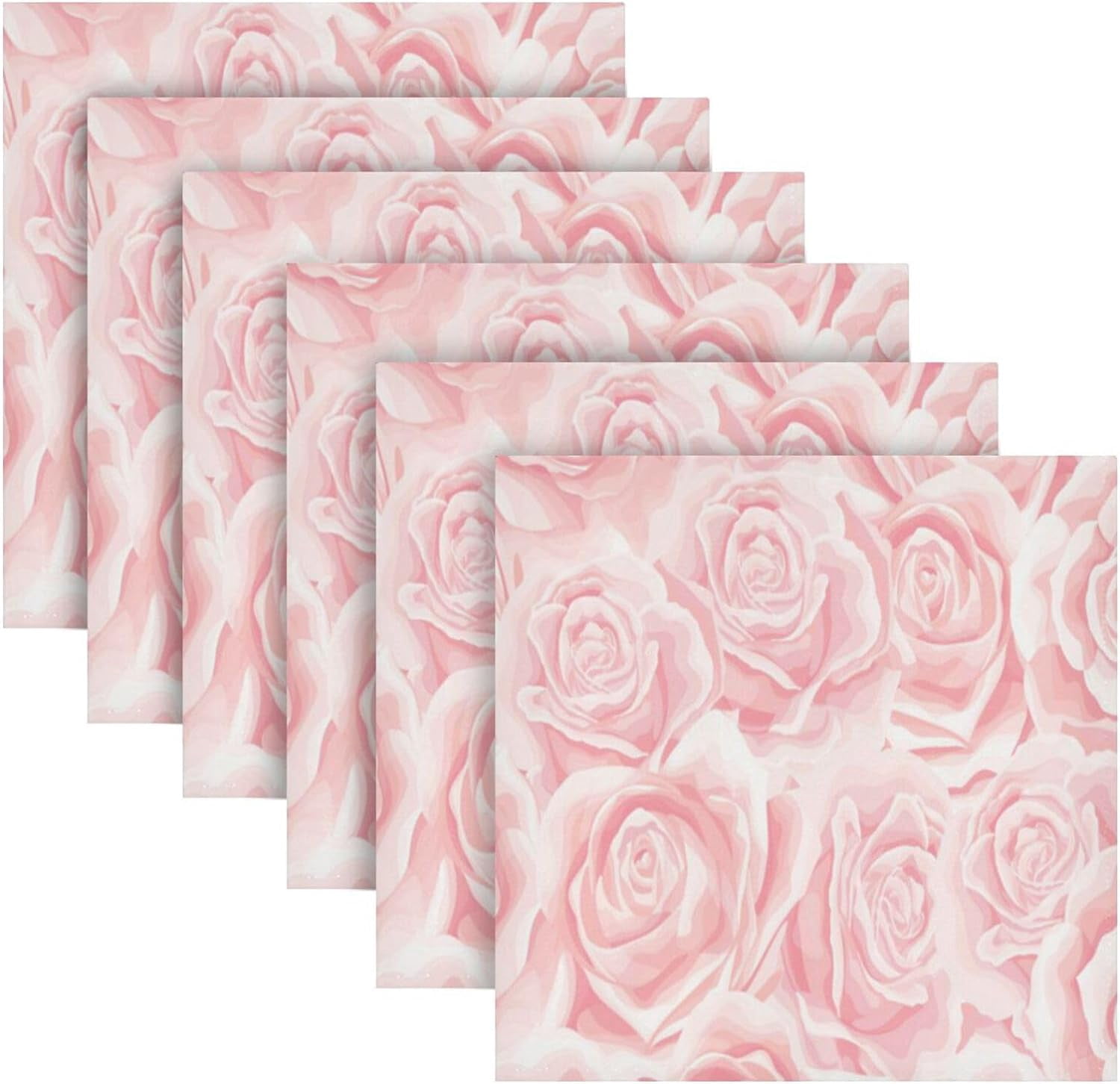 Wellsay Valentine's Day Pink Rose Cloth Napkins Set of 6, Reusable ...