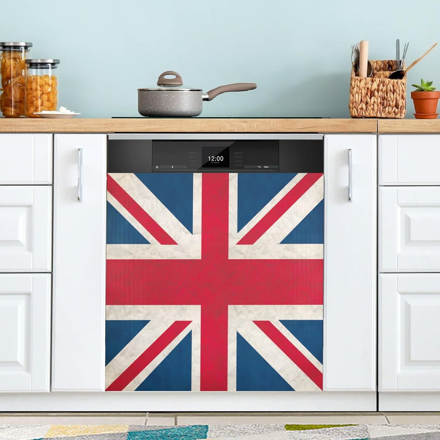 Wellsay Vintage Union Jack British Flag Dishwasher Cover Sticker Decorative Refrigerator