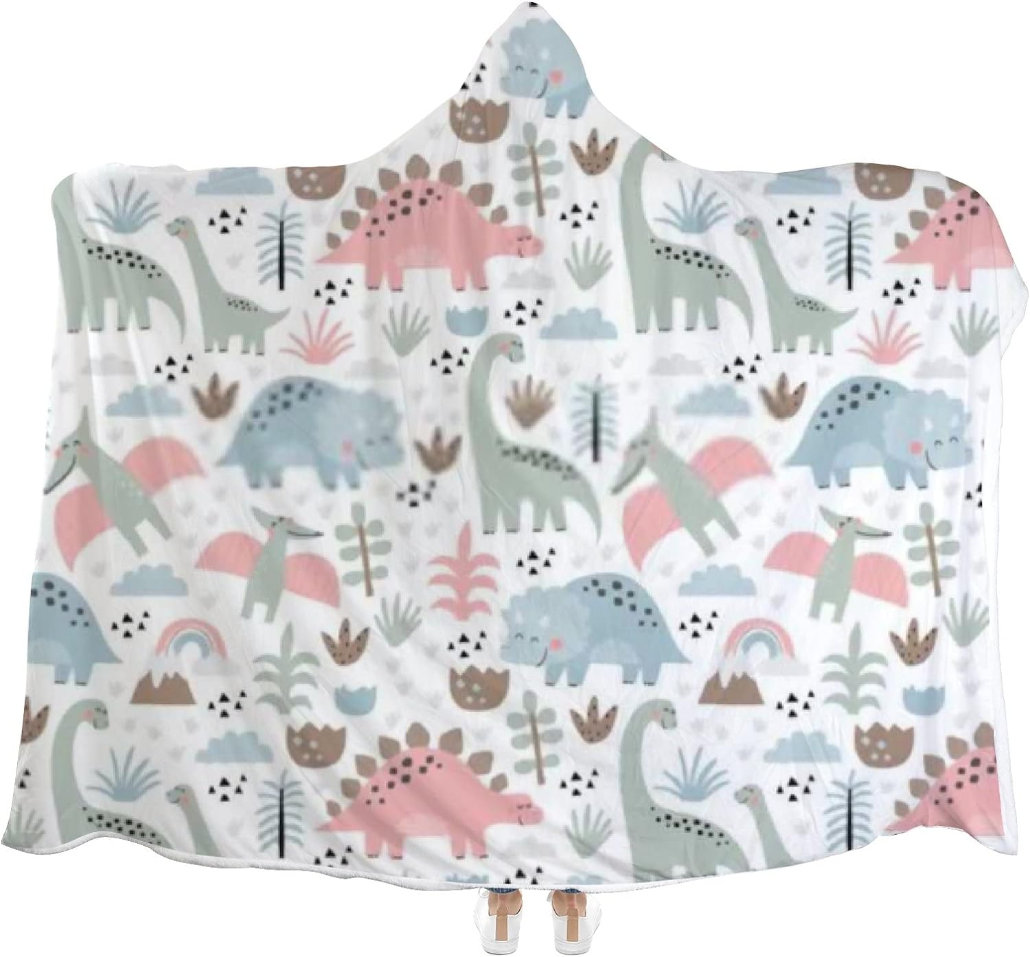 Wellsay Wearable Hooded Blankets Throw Poncho Cloak Blanket Dino