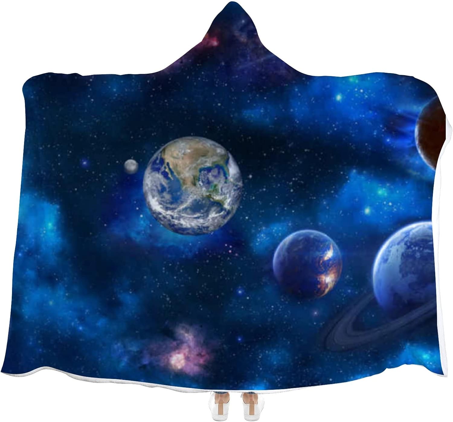 Wellsay Wearable Hooded Blankets Throw Poncho Cloak Blanket Space Scene