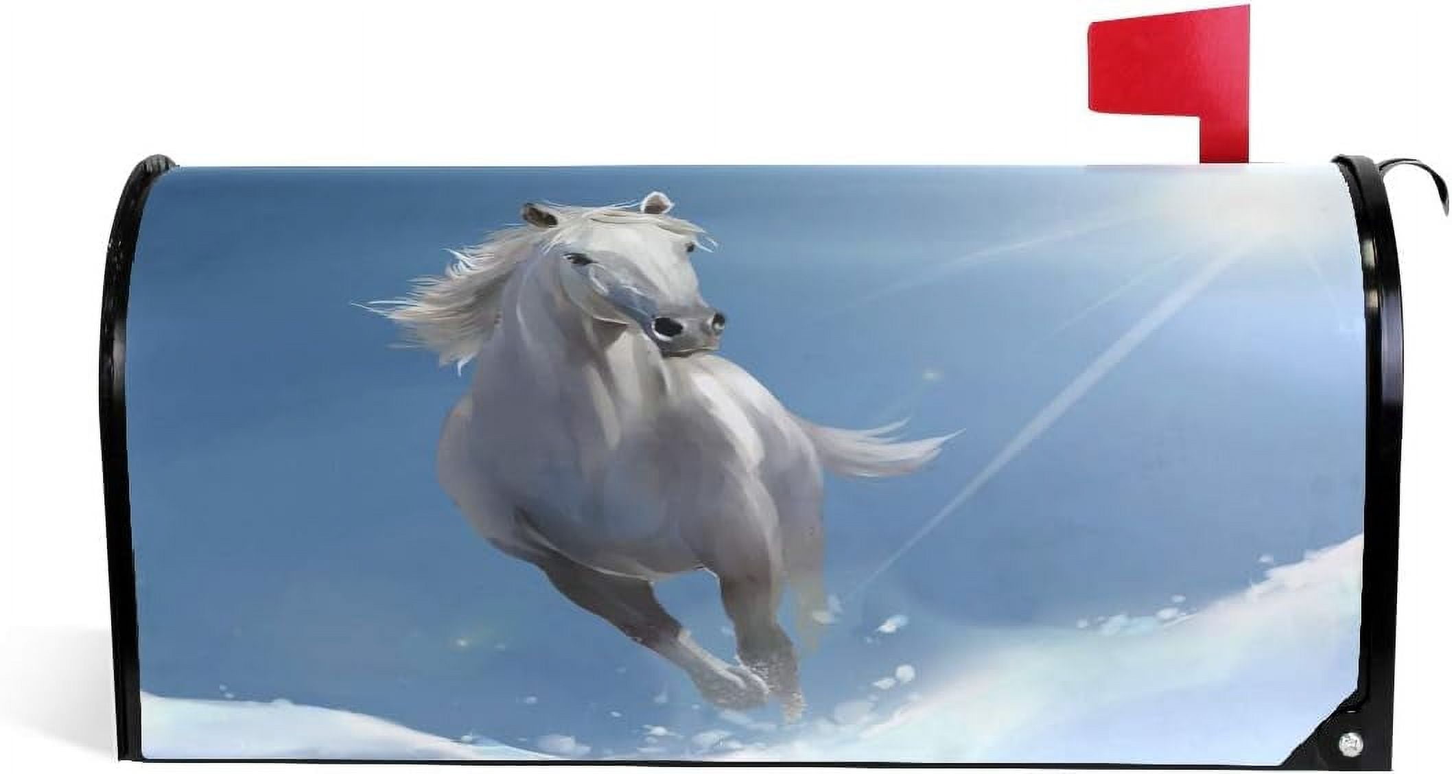Wellsay White Horse Mailbox Cover Letter Post Box Cover Oversized 25.5 x 21 Inch