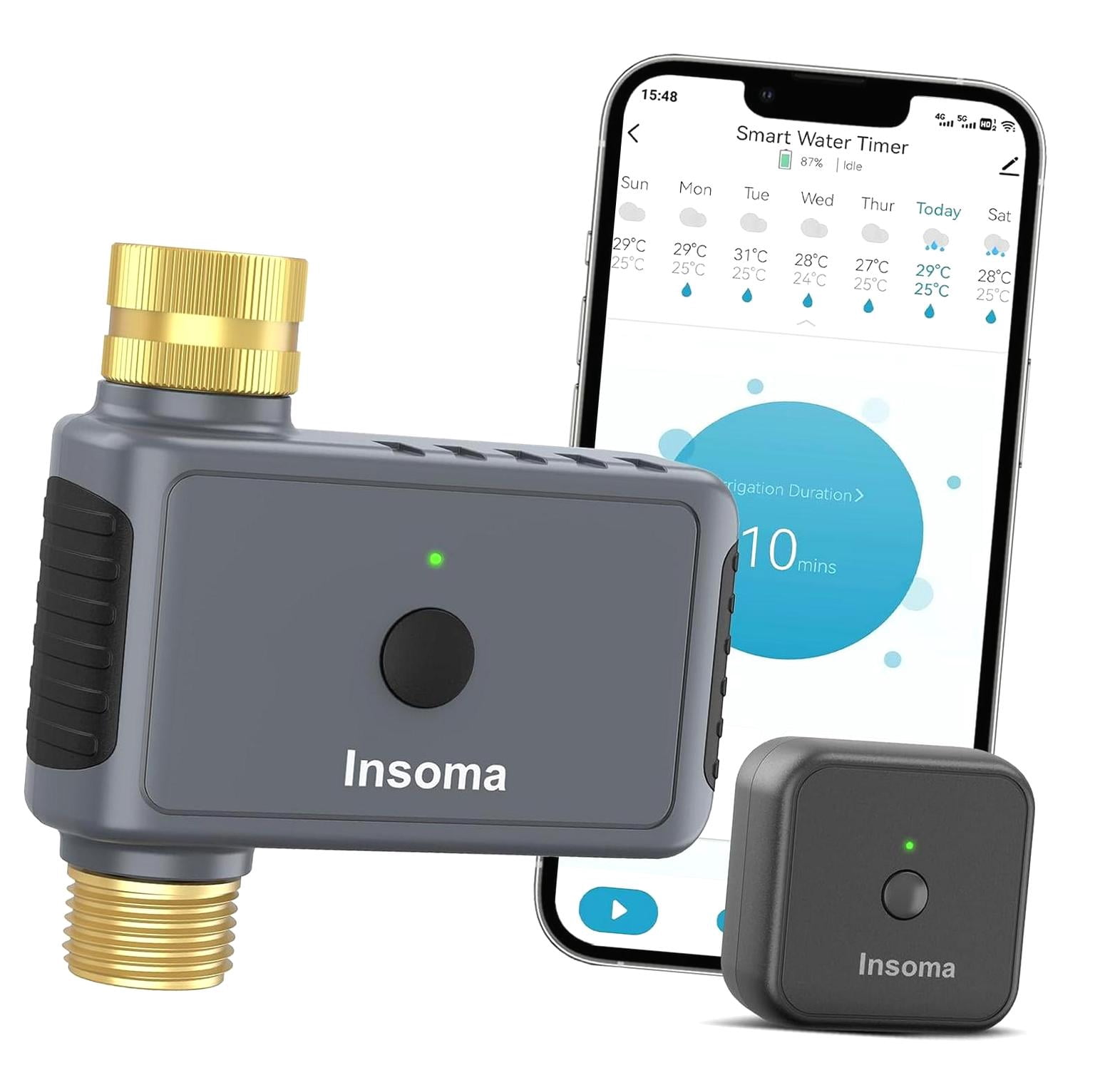 Wellsay WiFi Hose Timer Inlet & Outlet, Smart Sprinkler Timers with Hub ...