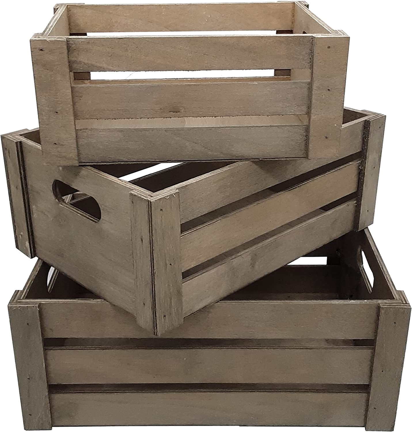 Gallery Detail: Wellsay Wooden Crates Storage Container Rustic White Set Of 3