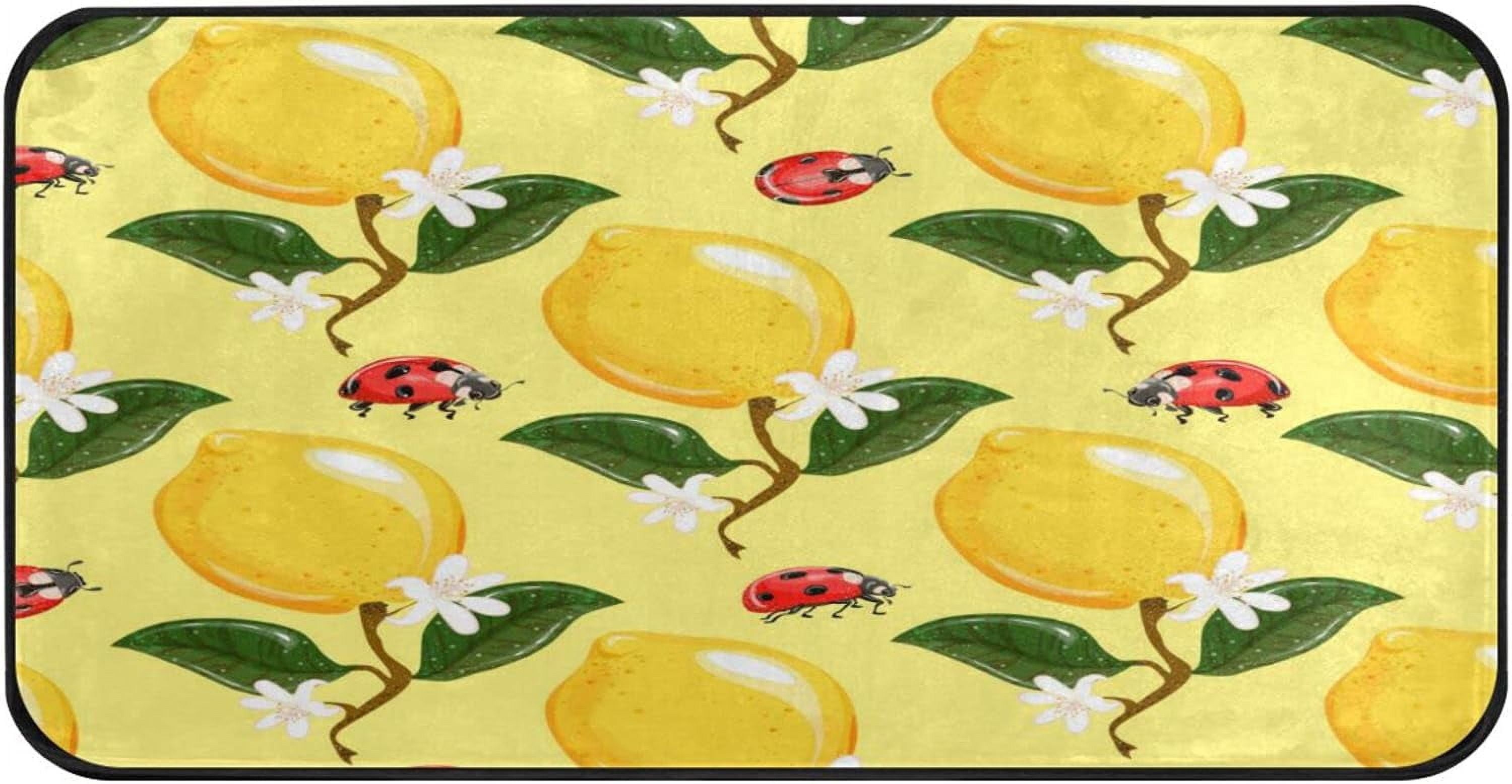 Wellsay Yellow Lemons Ladybirds Kitchen Rug Mat AntiFatigue Comfort