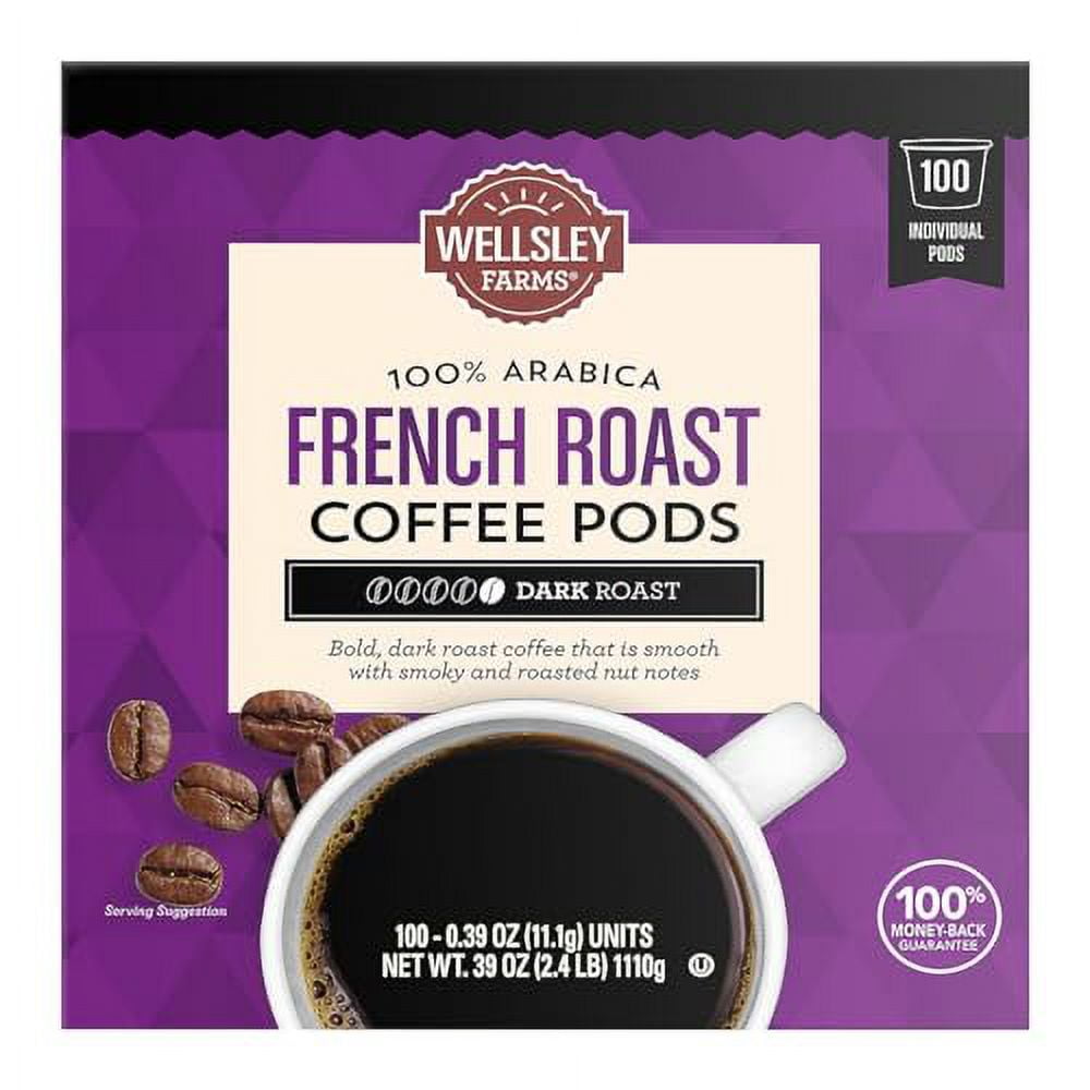 Wellsley Farms 100% Arabica French Roast Coffee Pods Dark Roast, 100 ct.