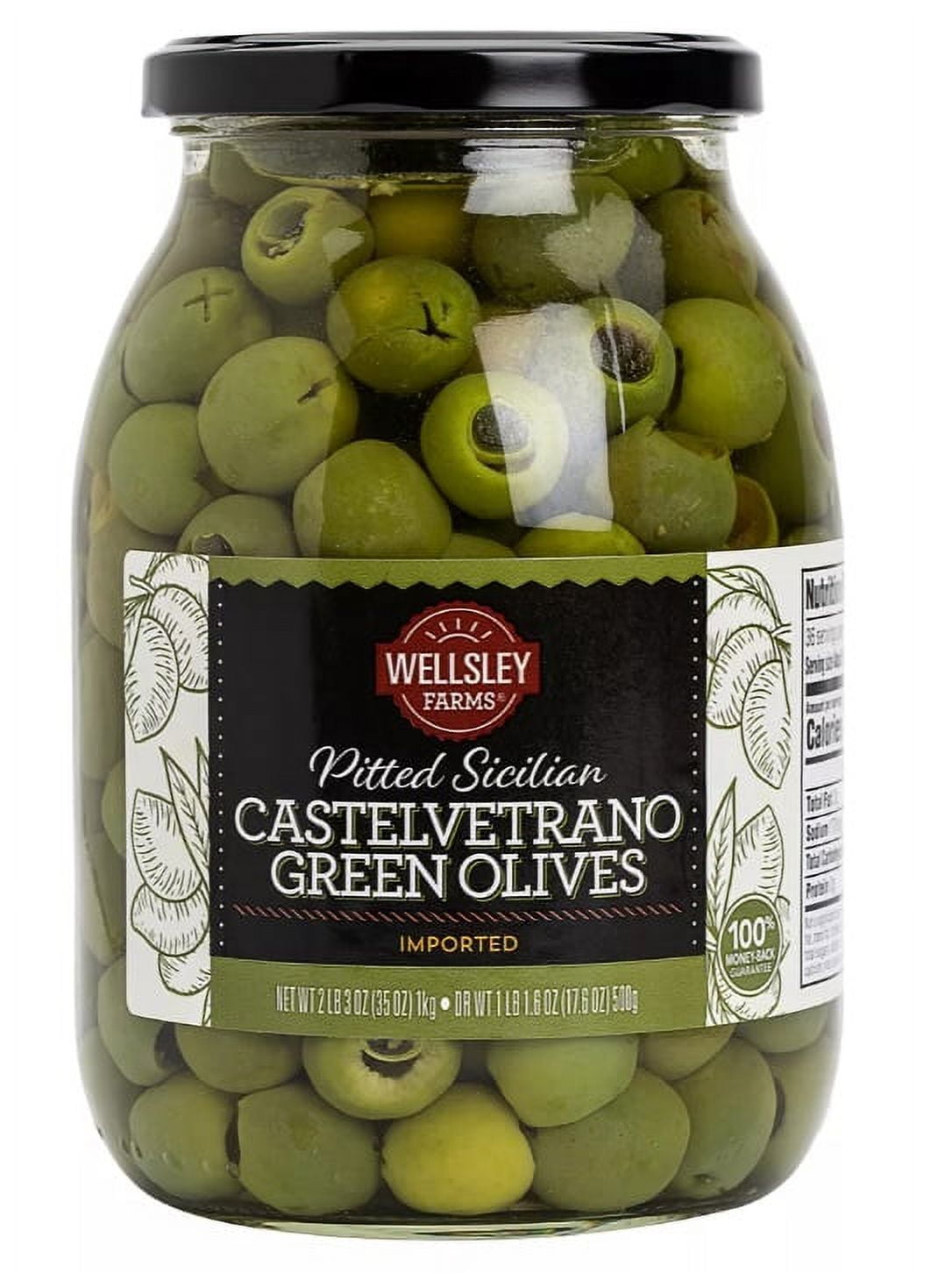 Wellsley Farms Castelvetrano Pitted Sicilian Green Olives, 35.3 oz