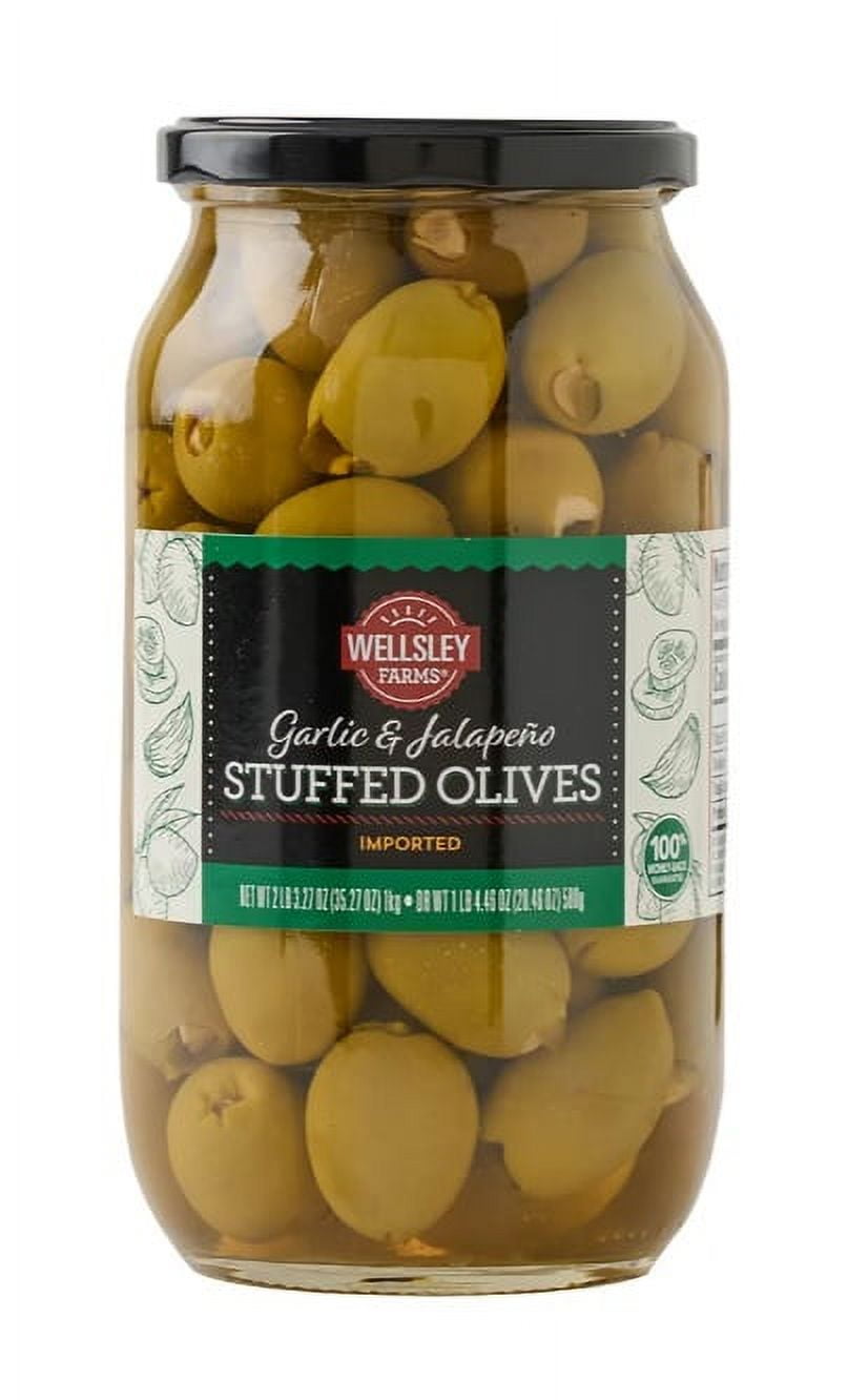 Wellsley Farms Garlic and Jalapeno Stuffed Olives, 35 oz.