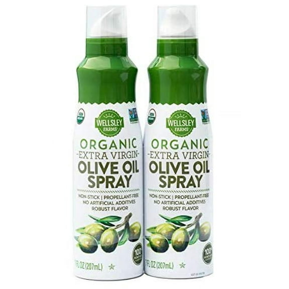 Wellsley Farms Organic Extra Virgin Olive Oil Spray 2 ct. Non Stick Propellant Robust Flavor