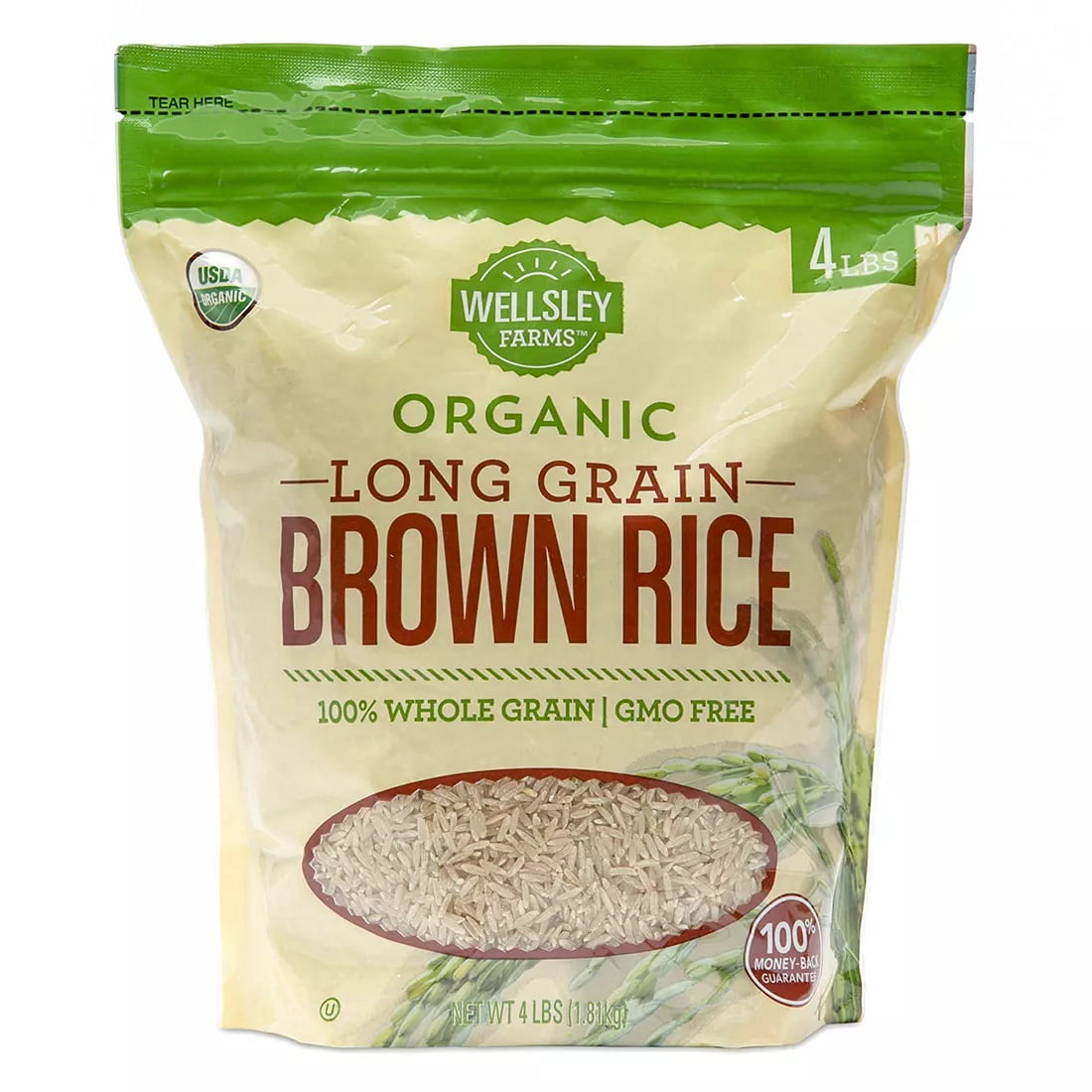 Worthy Brown Rice Wellsley Farms, Organic Long-Grain Brown Rice, 4 lbs, Whole Grain ...