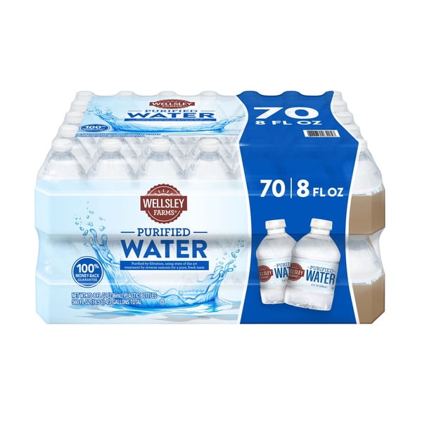 Wellsley Farms Purified Water, 8 fl oz Bottles (70 Pack)