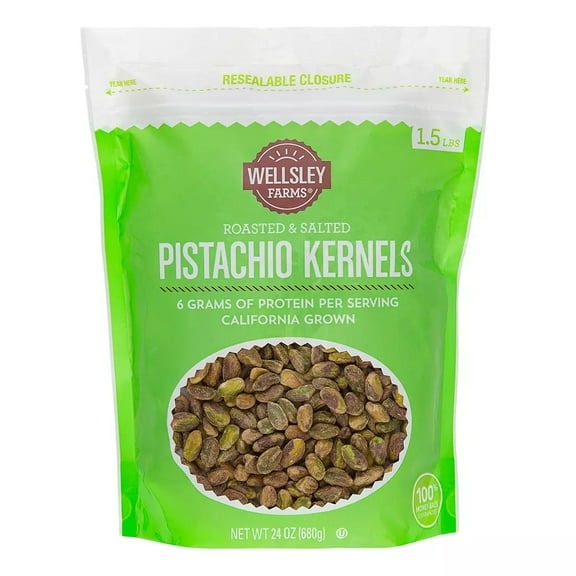 Wellsley Farms Roasted and Salted Pistachio Kernels, 24 oz.