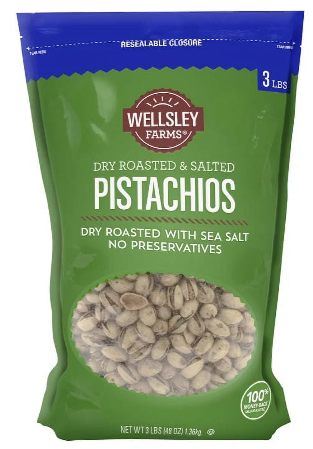 Wellsley Farms Roasted and Salted Pistachios, 48 oz.
