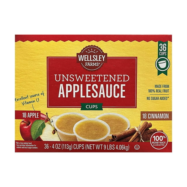 Wellsley Farms Unsweetened Variety Applesauce Cups, 36 ct./4 oz