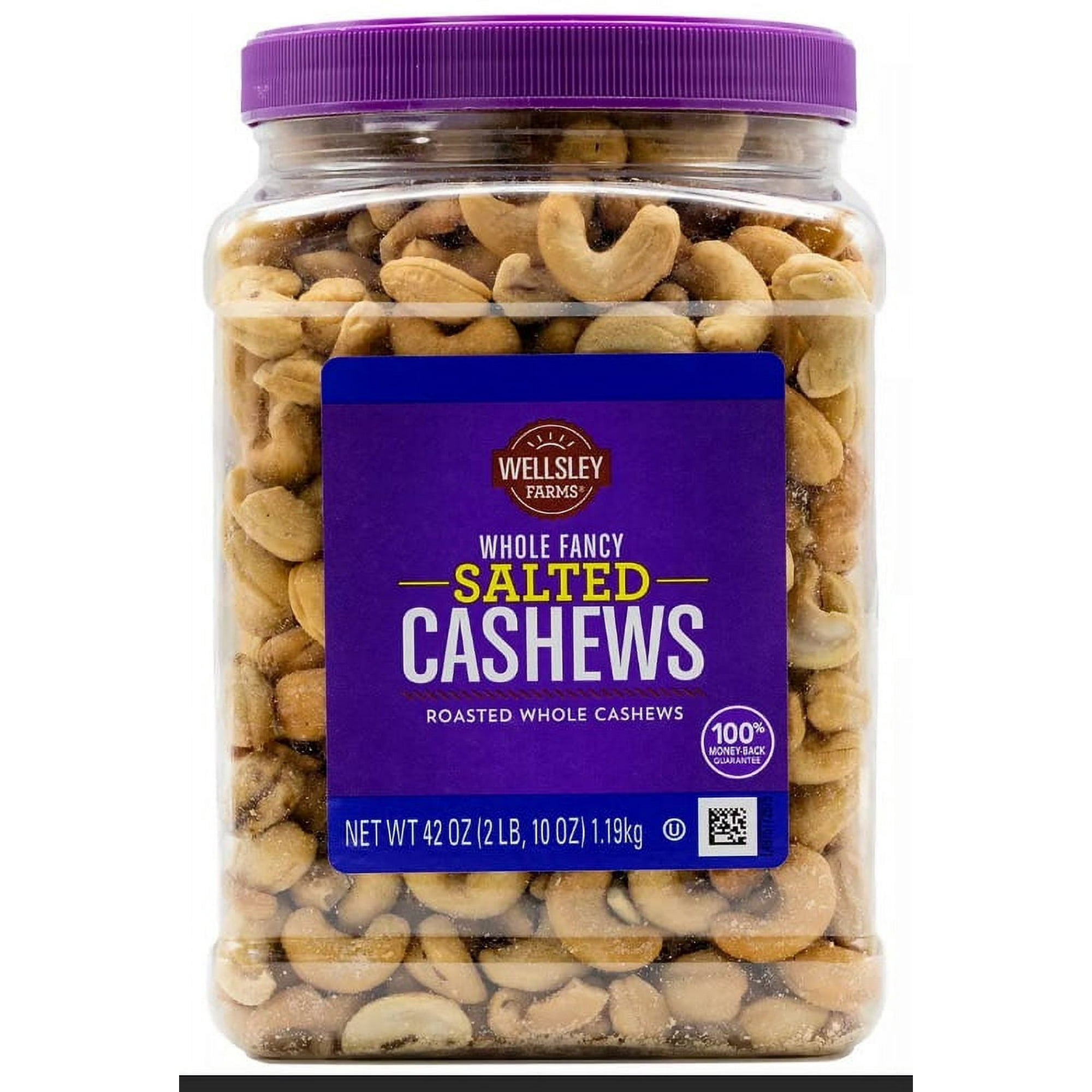 Wellsley Farms Whole Fancy Roasted Salted Cashews, 42 oz (Pack of 2)