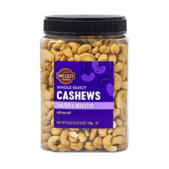 Wellsley Farms Whole Fancy Roasted Salted Cashews, 42 oz.