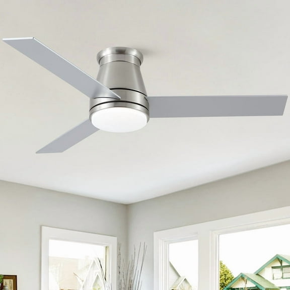 Wellspeed 48 in. Mordern Ceiling Fan with Dimmable Light Kit and Remote, 3 Blades, 6-Speed Reversible DC Motor, for Indoor, Brushed Nickel