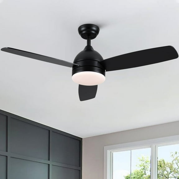 Wellspeed 48 in. Smart LED Ceiling Fan, 3-Blade, Indoor Matte Black, Work with Alexa and App Control