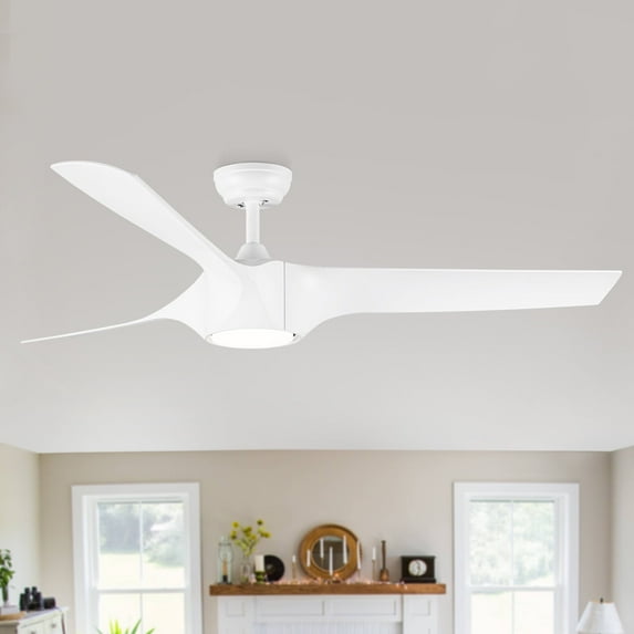 Wellspeed 56 in. 3-Blade Indoor Matte White Indoor Ceiling Fan with LED Light Kit and Remote Control