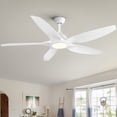 thumbnail image 1 of Wellspeed 60 in Modern Ceiling Fan with Light, Quite Reversible DC Motor and Remote Control, 5 Blades Large Matte White for Bedroom,Patio., 1 of 15