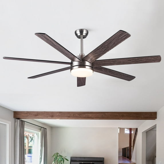 Wellspeed 62 in. Indoor Brushed Nickel Smart LED Ceiling Fan with 7-Blade and Smart APP Control