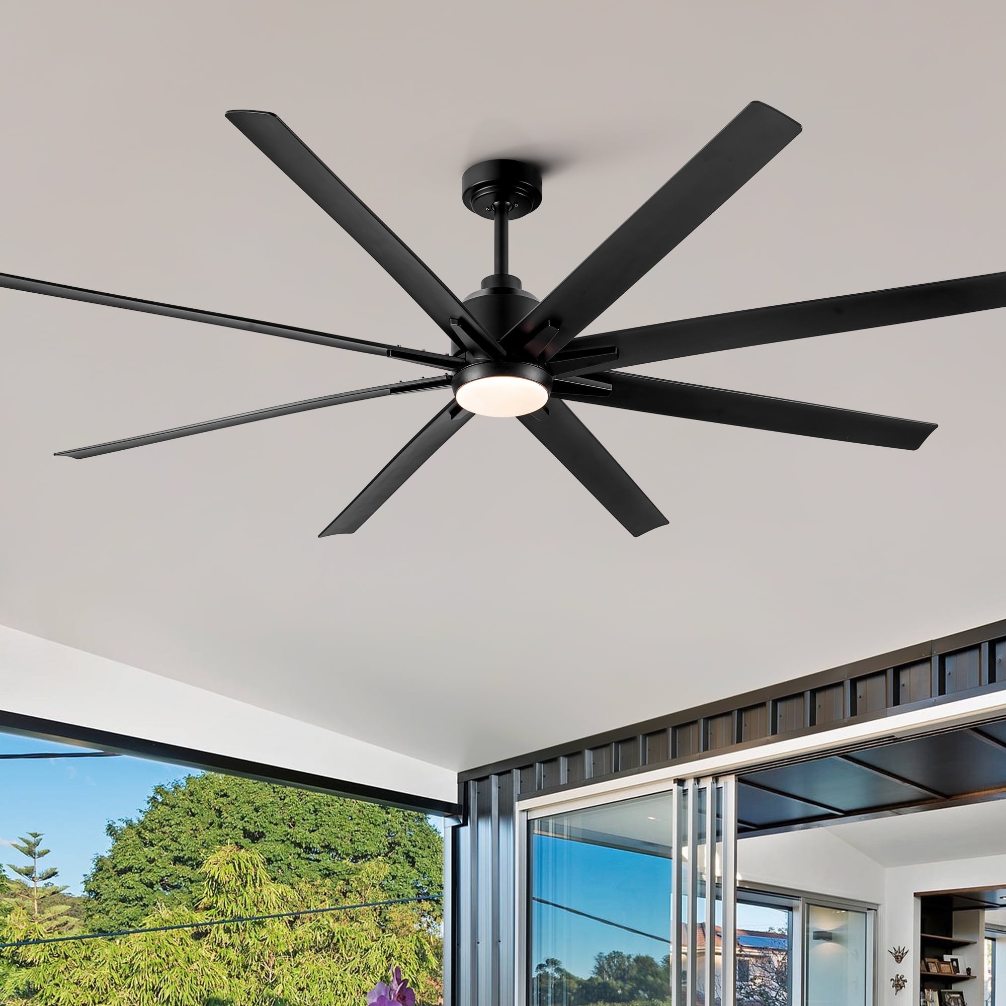 Heekcaa 72-Inch Black Matte Ceiling Fan with Remote and LED Light