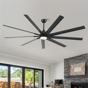 Wellspeed 84 inch Ceiling Fan, Modern, Industrial, Indoor Room/Outdoor, Large Black, with 9 Blades