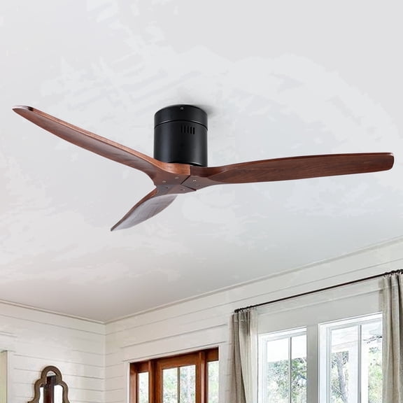 Wellspeed Farmhouse 52 in. Indoor Low Profile Ceiling Fan with 3 Solid Wood Blades, Without Light