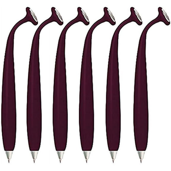 Wellspring Wiggle Ballpoint Pen, Magnetic Silicone Pen Sticks To Fridge, Cabinet or Locker, Takes Standard Refillable Ink Amethyst, 6 Pack