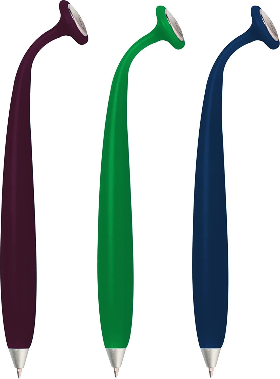 Wellspring Wiggle Pen - Magnetic Pens For Fridge And Other Magnetic Surfaces, For Making Quick Notes Or Lists, Use With A Grocery List Magnet Pad For Fridge 3 Pack - Amethyst, Jade, Navy