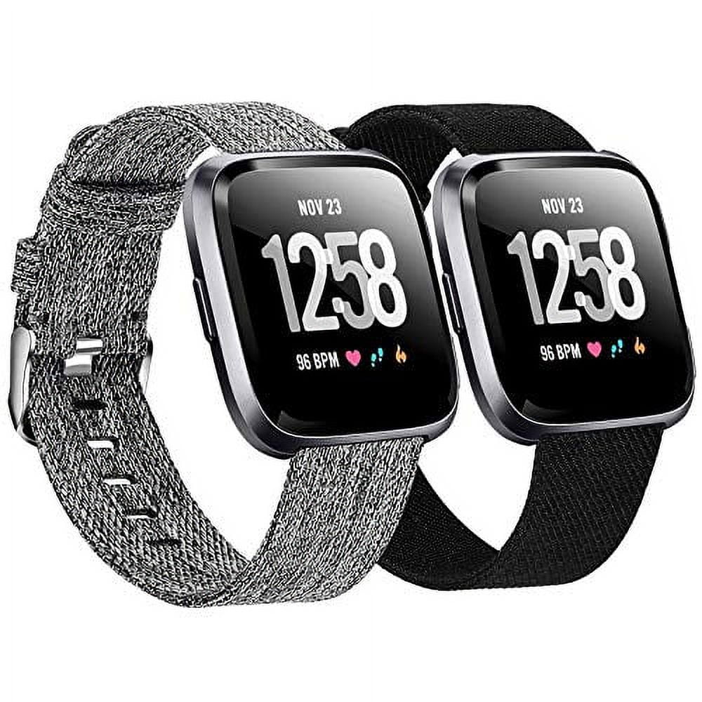 Welltin 2 Pack Bands Compatible with Fitbit Versa / Fitbit Versa 2 / Fitbit  Versa Lite for Women Men, Breathable Woven Fabric Strap, Adjustable  Replacement Wristband for Fitbit Versa Smart W 