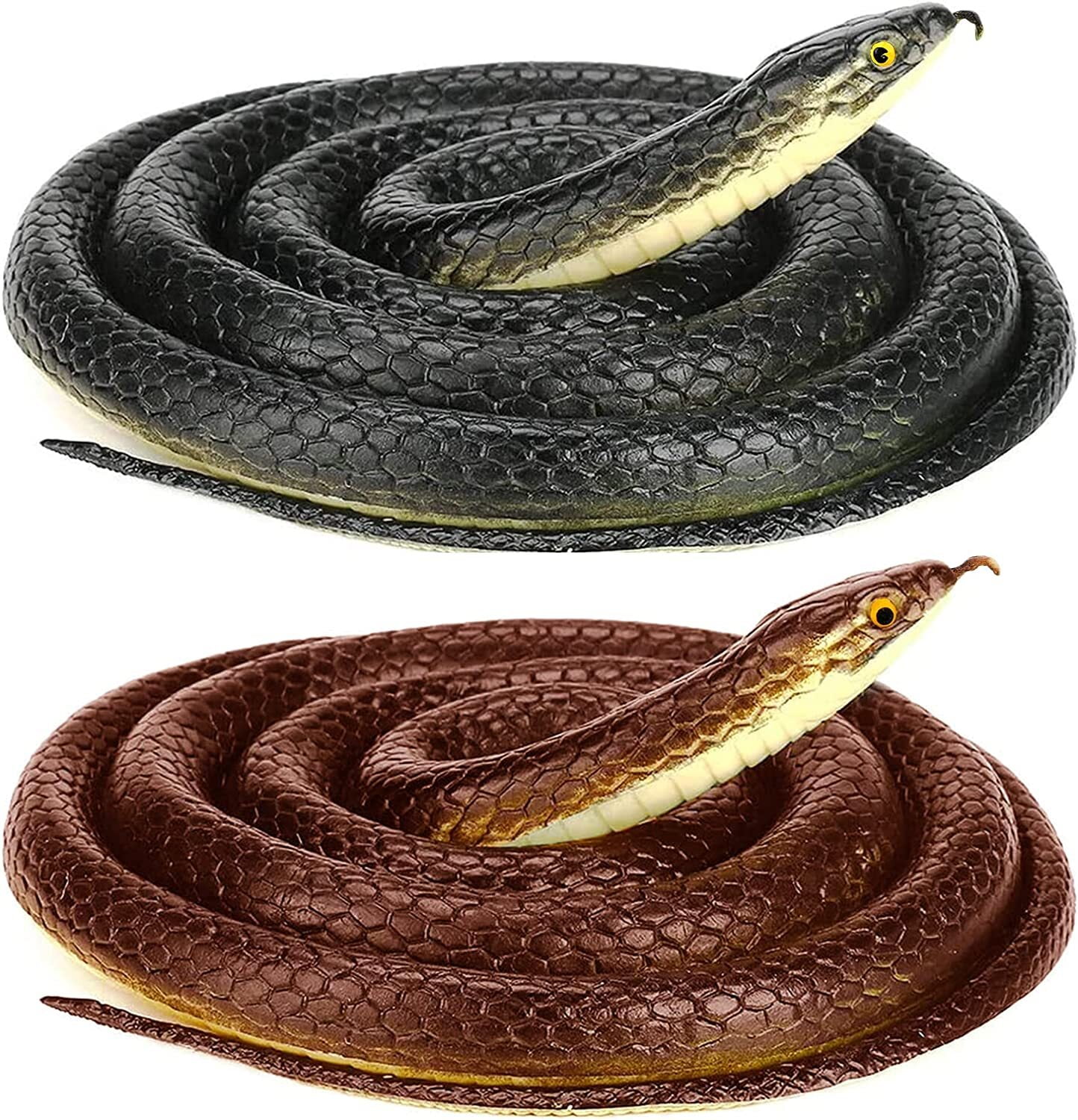 2 asst LARGE 24 IN RUBBER SNAKES realistic fake play snake TOY REPTILE NEW  gags