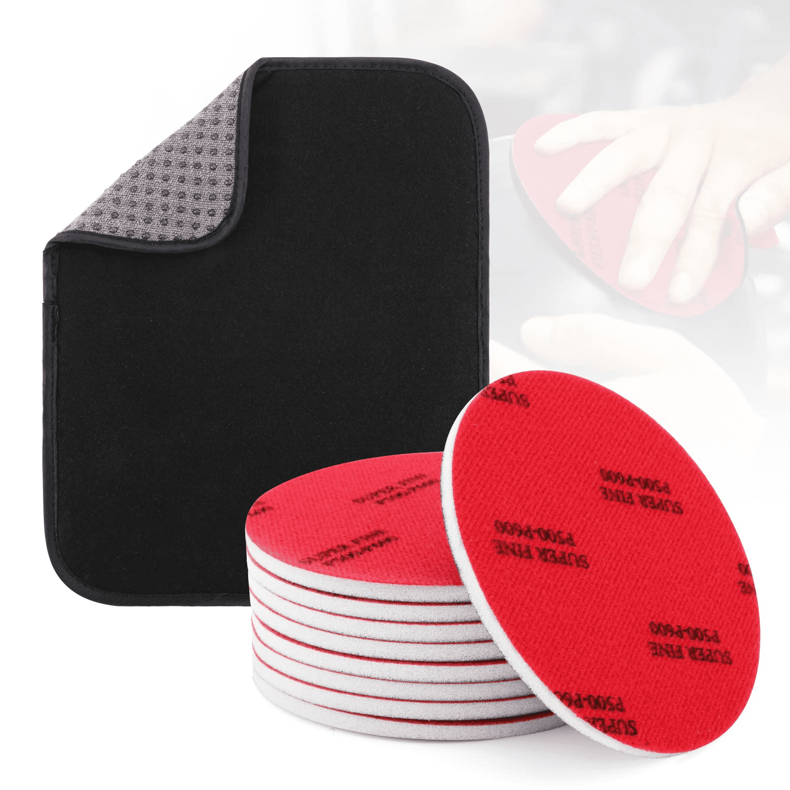 Welltop 9 Pieces Bowling Ball Sanding Pad Kit with 500/1000/2000 Grit