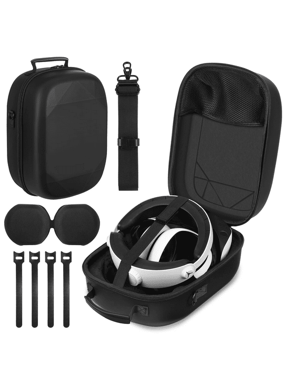 Welltop Hard Carrying Case for PSVR2 Hard Case for PlayStation VR2 Gaming Headset and Touch Controllers Accessories with Shoulder Strap Lens Protector Cover