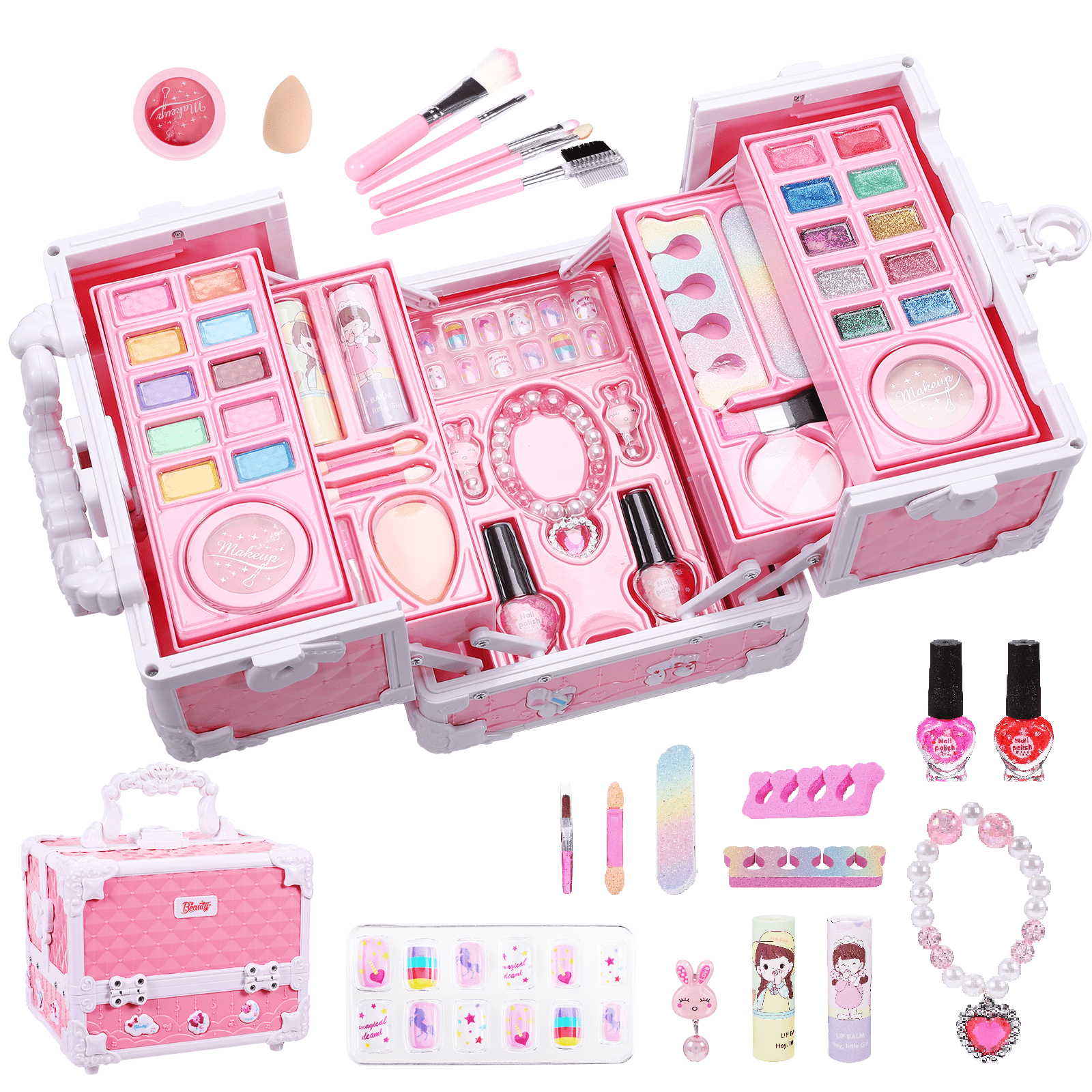 WATTNE Kids Makeup Kit for Girls 42Pcs Washable Real Cosmetic, Safe &  Non-Toxic Little Girl Makeup Set, Frozen Makeup Set for 3-12 Year Old Kids