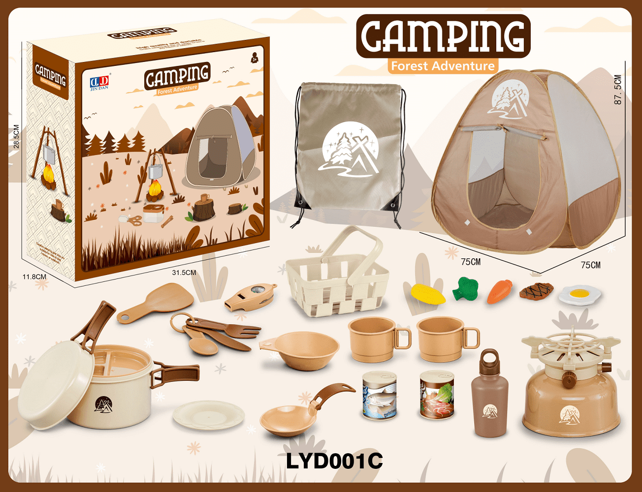 Jin Dan Camping Forest Adventure Theme with Play Food Tent Set