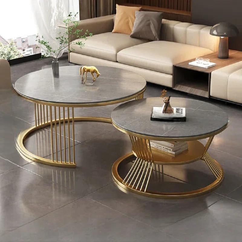 Welltrade Shoppee Round Coffee Table Modern Nestings Table Set of 2 ...