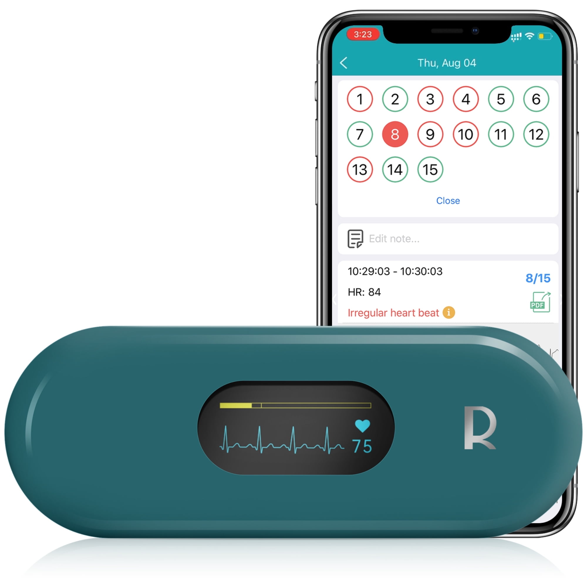 Wellue Livenpace ECG Heart Monitor with Screen Display,Handheld Bluetooth Personal EKG Monitor with Heart Rate Tracker for Home Use,30s-5mins Measurement,Unlimited Storage Free APP,Green