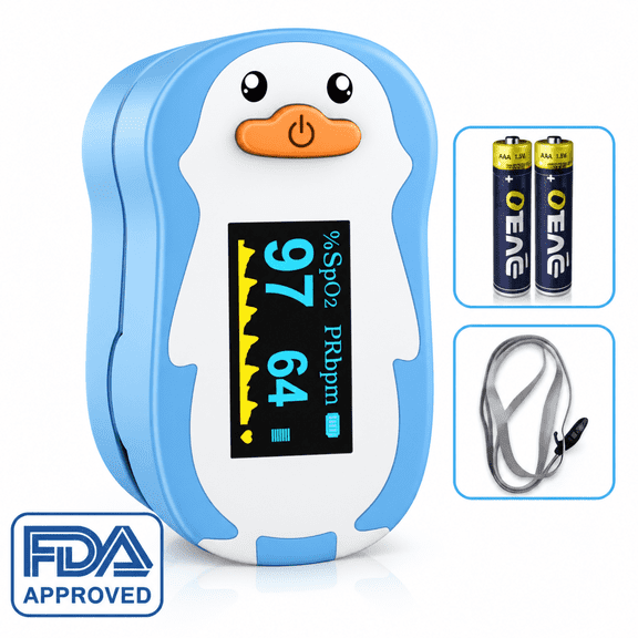Wellue FS20P Fingertip Oxygen Monitor for Teens & Adults, Small-Finger SpO2 & Pulse Rate Display, OLED Screen, Reading Reminder, Portable Design, Blue