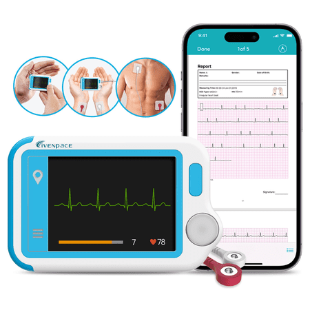 Livenpace Portable ECG Monitor – Handheld Heart Rate & Rhythm Tracker, Touchscreen, Free App, Dual User Mode