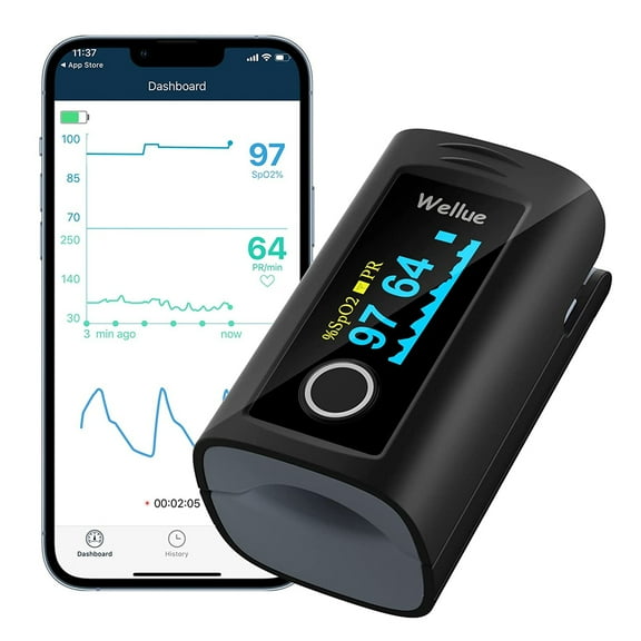 Open Box Wellue PC-60FW Bluetooth Pulse Oximeter for Sports/Home Use,Black