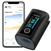Wellue Pulse Oximeter, Bluetooth Oxygen Finger Monitor and Fingertip Pulse Rate Measure with Free App, Carry Case and Lanyard, PC60FW
