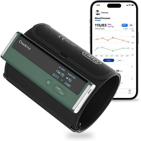 Checkme Smart Blood Pressure Monitors,Wireless Upper Arm BP Machine with Bluetooth Connection,Support for Multi-user,Free App for iOS and Android,BP2A