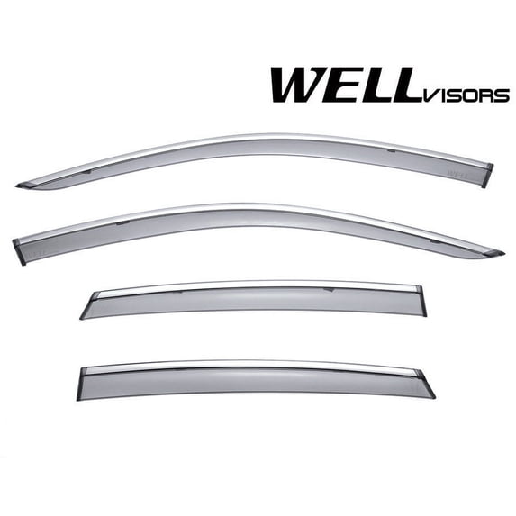 Wellvisors Side Window Visors Deflectors Rain Guards With Chrome Trim for 2006-2010 Infiniti M35 / M45 3-847IN001
