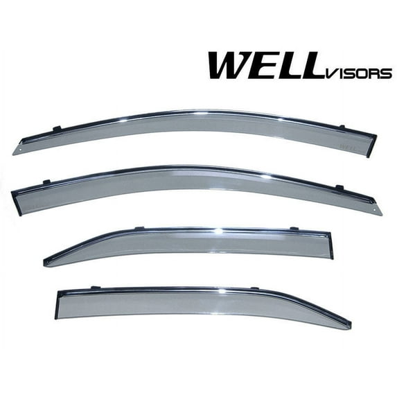 Wellvisors Side Window Visors Deflectors Rain Guards With Chrome Trim for 2007-2011 Toyota Camry Sedan 3-847TY009
