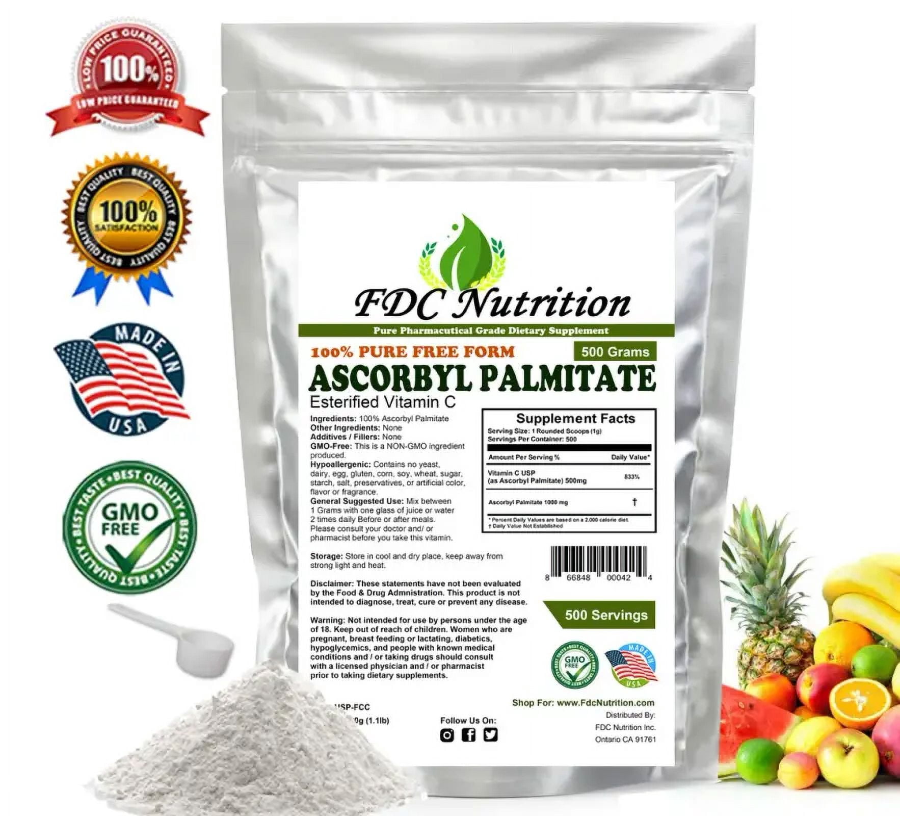 Wellvita Ascorbyl Palmitate (Vitamin C Ester) 100 Pure Powder 500