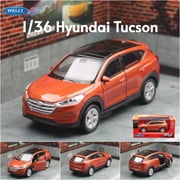 Welly 136 Hyundai Tucson SUV Alloy Diecast Car Model, Pull Back Function, Miniature Vehicle Replica, Hobby Collection, Desktop Ornament & Holiday Gift