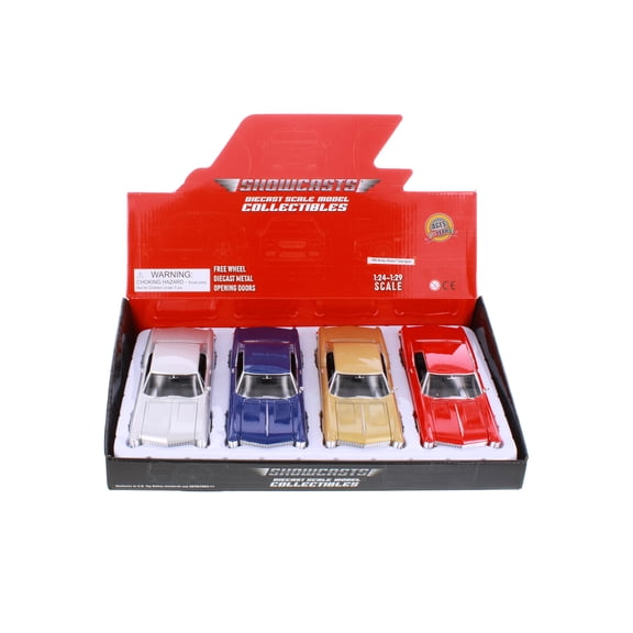 Box of 4 1965Buick Riviera Grand Sport Hardtop Diecast Car Set - Showcasts 1/24 Scale Diecast Model Cars, Assorted Colors