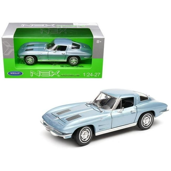 1963 Chevrolet Corvette Metallic Light Blue 1/24 - 1/27 Diecast Model Car by Welly