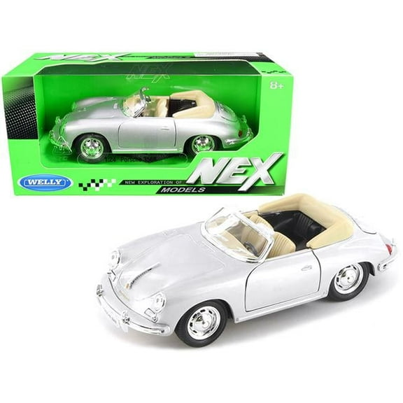 Welly 29390s Porsche 356B Roadster NEX Models 1 by 24 Scale Diecast Model Car, Silver